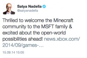 Satya Minecraft Tweet